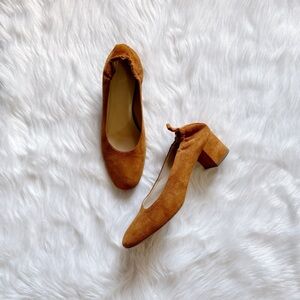 everlane  the italian suede day heel in almond brown, size 8.5